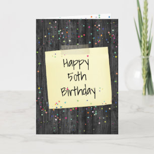 Glückwunsch zum 50. Geburtstag Notiz auf Holz gekl Karte