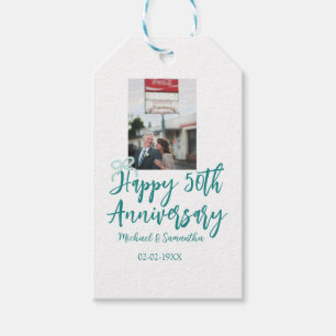 Glückwunsch zum 50. Hochzeitstag Foto Türkisfarben Geschenkanhänger