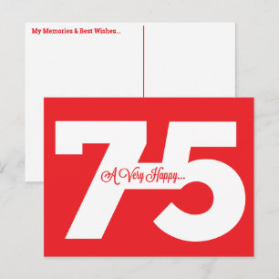 Glückwunsch zum 75. Geburtstag - Grußkarten in Rot Postkarte