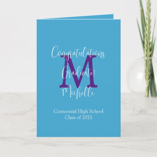 Glückwunsch zum Abschluss, Monogramm Gruß Karte (Vorderseite)