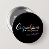 Glückwunsch zum Ausscheiden von Lehrern Button (Vorne & Hinten)