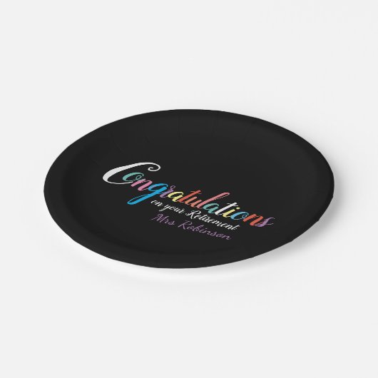 Glückwunsch zum Ausscheiden von Lehrern Pappteller (Schrägansicht)