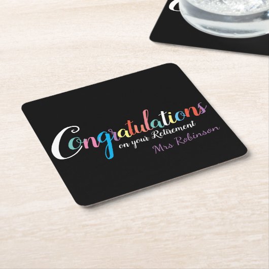 Glückwunsch zum Ausscheiden von Lehrern Rechteckiger Pappuntersetzer (angewinkelt)