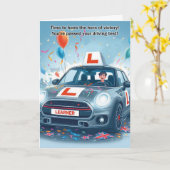 Glückwunsch zum Bestehen des Fahrtests (männlich) Karte (Gelbe Blume)