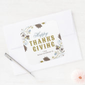 Glückwunsch zum Erntedanken Rustikale Herbstblätte Quadratischer Aufkleber (Umschlag)