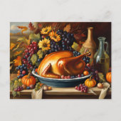 Glückwunsch zum Erntedankfest, farbenfrohe Feier, Postkarte (Vorderseite)