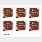 Glückwunsch zum Erntedankfest Herbstliche Blume un Quadratischer Aufkleber (Blatt)