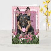 Glückwunsch zum Geburtstag - Deutsche Schäferin - Karte (Gelbe Blume)