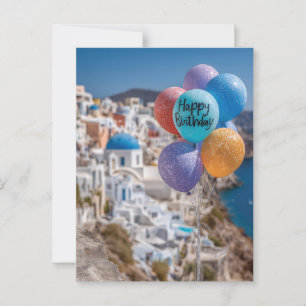Glückwunsch zum Geburtstag in Santorini, Griechenl Postkarte