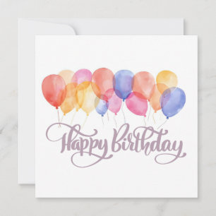 Glückwunsch zum Geburtstag Luftballons Aquarell-Ge