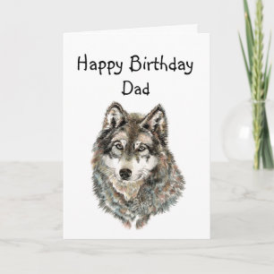 Glückwunsch zum Geburtstag Vater, Vater Spaß Wolf, Karte