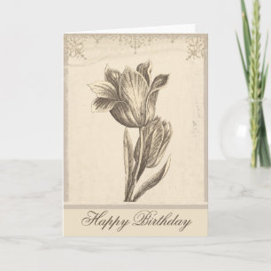Glückwunsch zum Geburtstag Vintage-Tulpe elegante Karte