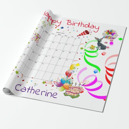 Glückwunsch zum Geburtstag Wrapping Paper August 2 Geschenkpapier (Ungerollt)