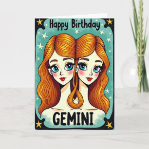 Glückwunsch zum Geburtstag Zwillings-Kunstkarte Karte