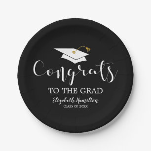 Glückwunsch zum Grad Grad-Cap-Chic-Abschluss Pappteller