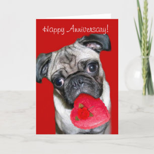 Glückwunsch zum Jahrestag Pug Grußkarte Karte