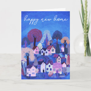 GLÜCKWUNSCH ZUM NEUEN ZUHAUSE Süße Country-Dorf-Il Karte