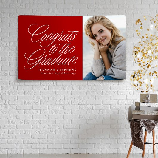 Glückwunsch zum roten Foto Abschluss Banner