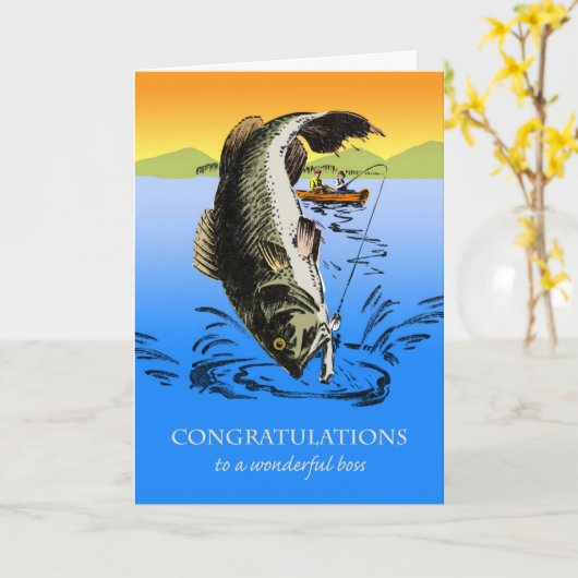 Glückwunsch zum Ruhestand für Boss, Fischerei Karte (Gelbe Blume)