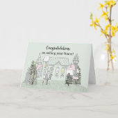 Glückwunsch zum Verkauf von Zuhause Line Zeichnend Karte (Gelbe Blume)