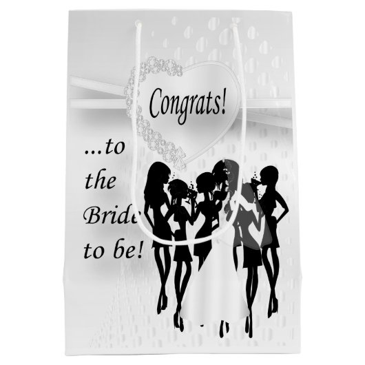 Glückwunsch zur Braut zu sein - Weiß Mittlere Geschenktüte (Rückseite)