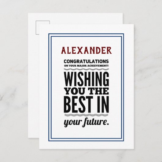 Glückwunsch zur Errungenschaft Postkarte (Vorne/Hinten)