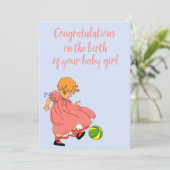 Glückwunsch zur Geburt der Tochter, Vintag Ankündigung (Stehend Vorderseite)