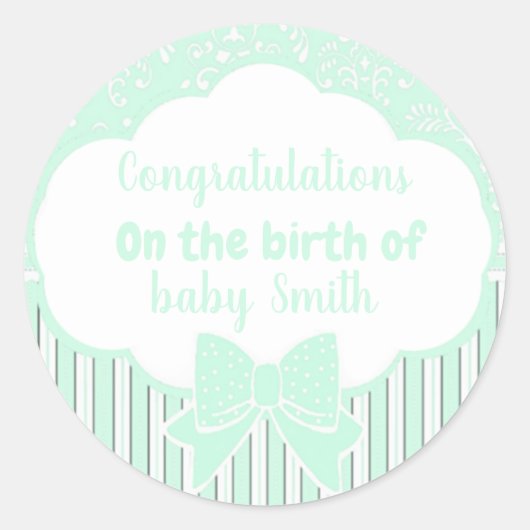 Glückwunsch zur Geburt Runder Aufkleber (Vorderseite)