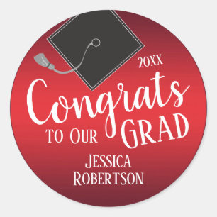 Glückwunsch zur "Our Grad"-Klasse 2020, Red Runder Aufkleber