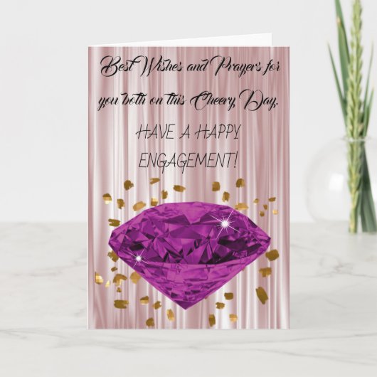 Glückwunsch zur Verlobung, Gold Lila Diamond Karte (Vorderseite)