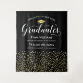 Glückwunsch Zwei Absolventen Black Gold Confetti P Wandteppich (Vorderseite)