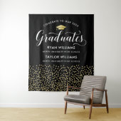 Glückwunsch Zwei Absolventen Black Gold Confetti P Wandteppich (Beispiel)