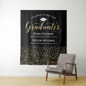 Glückwunsch Zwei Absolventen Black Gold Confetti P Wandteppich (Beispiel)