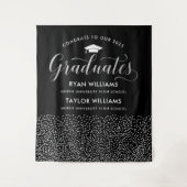 Glückwunsch Zwei Absolventen Black Silver Confetti Wandteppich (Vorderseite)