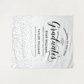 Glückwunsch Zwei Absolventen Silver Confetti Party Wandteppich (Vorderseite (Horizontal))