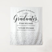 Glückwunsch Zwei Absolventen Silver Confetti Party Wandteppich (Vorderseite)