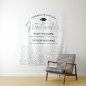 Glückwunsch Zwei Absolventen Silver Confetti Party Wandteppich (Beispiel)