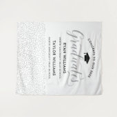 Glückwunsch Zwei Absolventen Silver Confetti Party Wandteppich (Vorderseite (Horizontal))