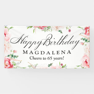Glückwunschbanner 65. Elegante rosa Pfingstrose Banner