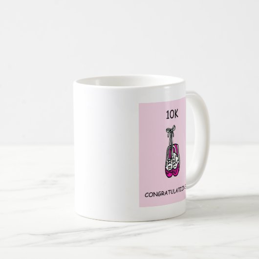 Glückwünsche 10K für weiblichen Läufer Kaffeetasse (VorderseiteRechts)