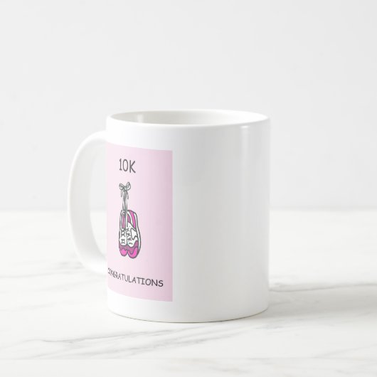 Glückwünsche 10K für weiblichen Läufer Kaffeetasse (Vorderseite Links)