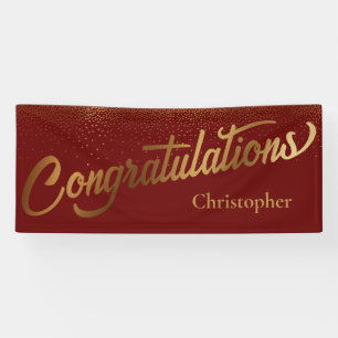 Glückwünsche an Gold Confetti Burgund Banner