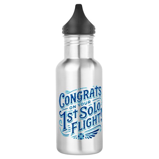 Glückwünsche auf Ihrem 1. Solo Flug! Edelstahlflasche (Links)