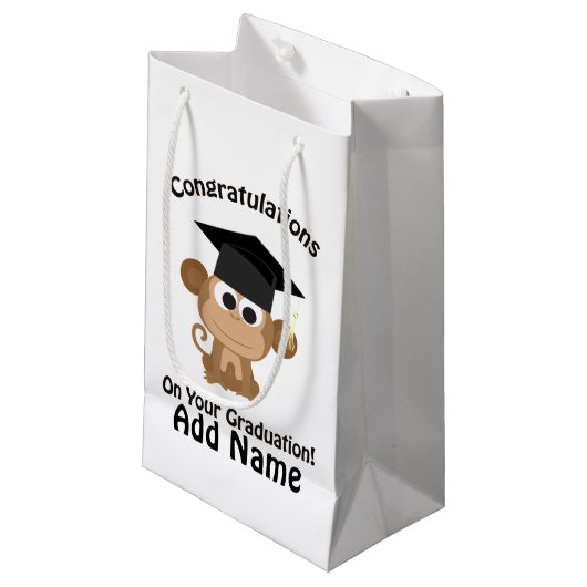 Glückwünsche auf Ihrem Abschlussaffen Kleine Geschenktüte (Vorderseite Schrägansicht)