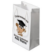 Glückwünsche auf Ihrem Abschlussaffen Kleine Geschenktüte (Rückseite Schrägansicht)