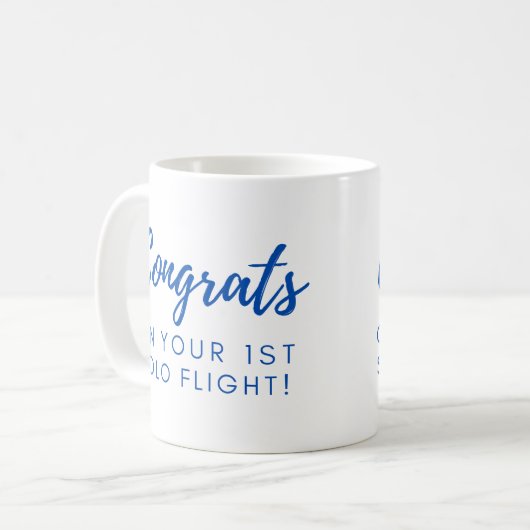 Glückwünsche auf Ihrem ersten Einzelflug Kaffeetasse (Vorderseite Links)