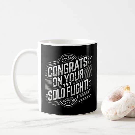 Glückwünsche auf Ihrem ersten Solo-Flug Kaffeetasse (Mit Donut)