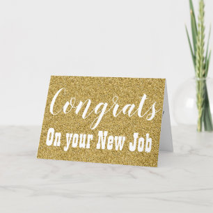 Glückwünsche auf Ihrem neuen Job Imitats Gold Glit Karte