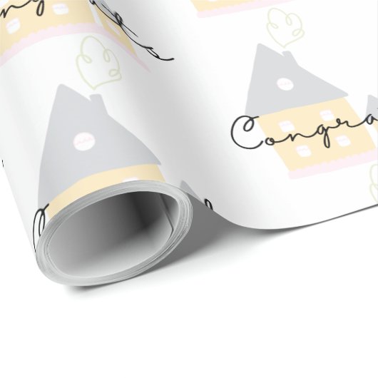 Glückwünsche auf Ihrem neuen Zuhause-Wrapper Geschenkpapier (Rolleneckpunkt)