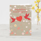 Glückwünsche auf Ihrem Verlobung 2 birds& Herzen Karte (Gelbe Blume)